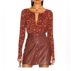 NEW Free People Intimately Kaya Keyhole Floral Printed Bodysuit Small